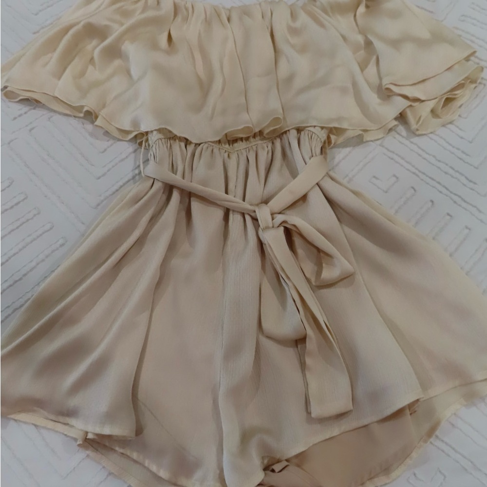 Elegant Cream Off-Shoulder Jumpsuit